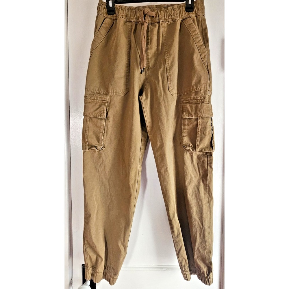 LCKR pull on‎ elastic waist drawstring cotton cargo pants khaki joggers Mens M